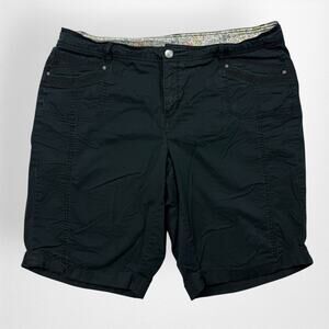intro Stretch Utility Cuffed Stretch Black Bermuda‎ Shorts Women's Size 18W